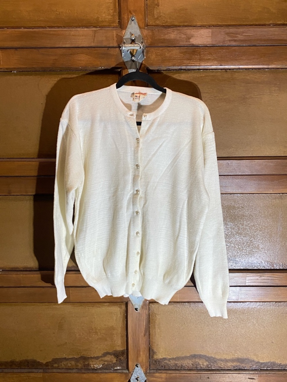 Mohini Women’s Elegant Ivory Button-Up Cardigan with Pearl Buttons Sz 42